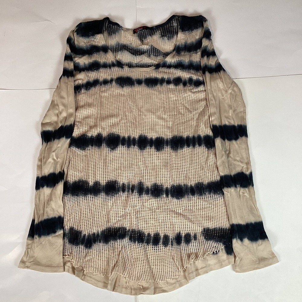 Party Womens Shirt Top Sz L Large Long Sleeve Striped Pullover Soft Blouse